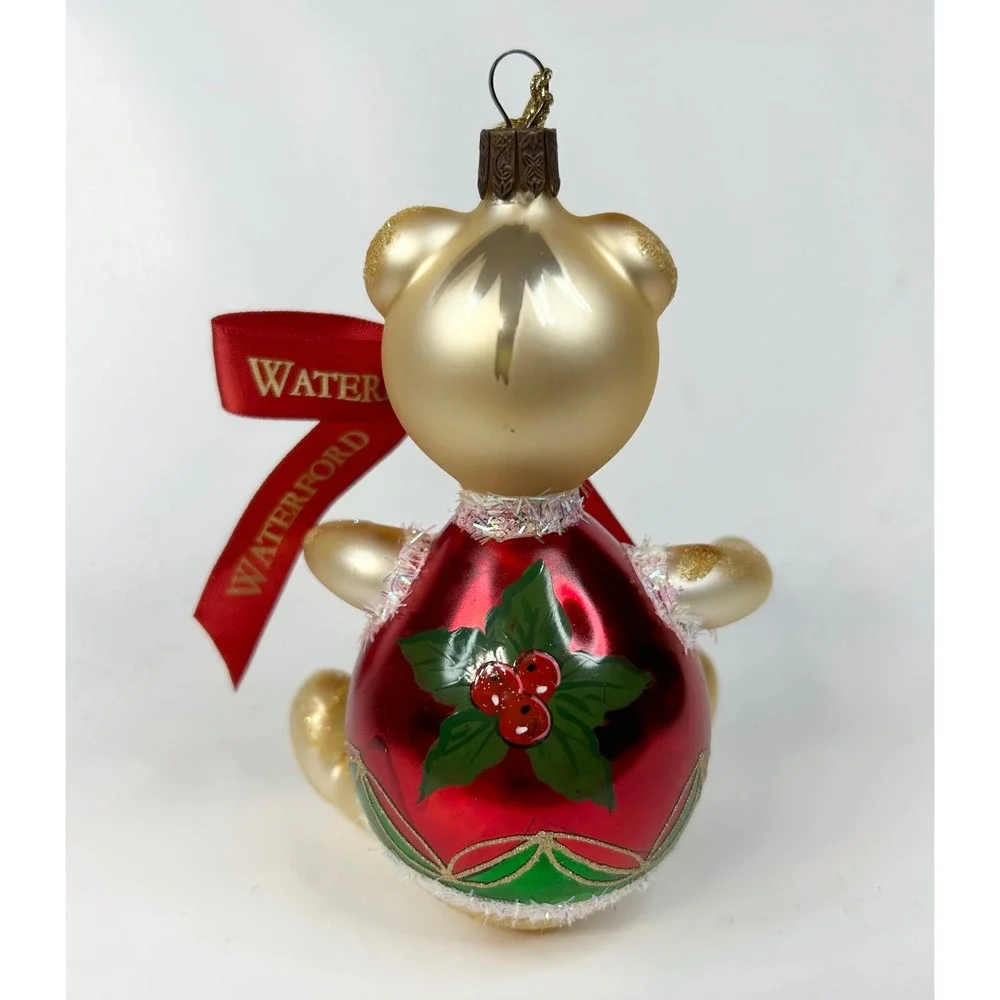 Waterford Holiday Heirlooms Glass Holiday Bear Ornament #130932 In Original Box